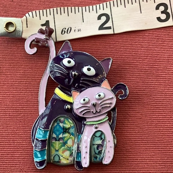 Kitty Cat brooch with two kittys - Picture 3 of 3